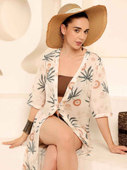 Tropical printed Slit Maxi beach Cover Up - Eliaki