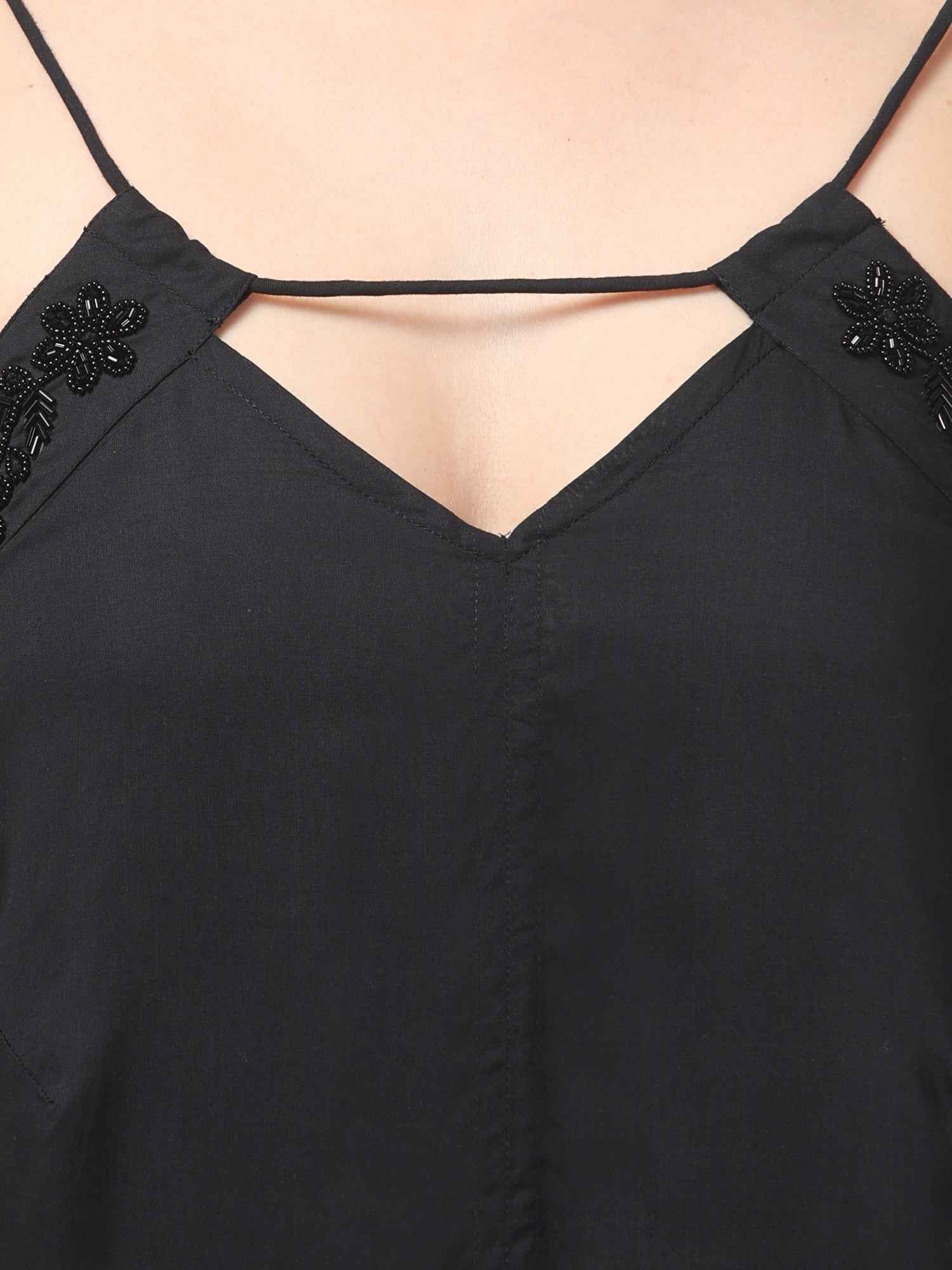 Black Beaded Neckline Resort Dress