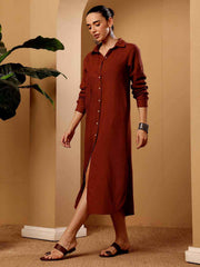 Copper Women's Linen blend Shirt Dress