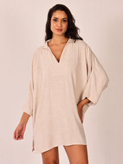 Natural Linen Gauze Oversized Kaftan