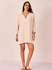 Natural Linen Gauze Oversized Kaftan
