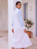 Ocean Heart Cotton Shirt Dress — Blue & White