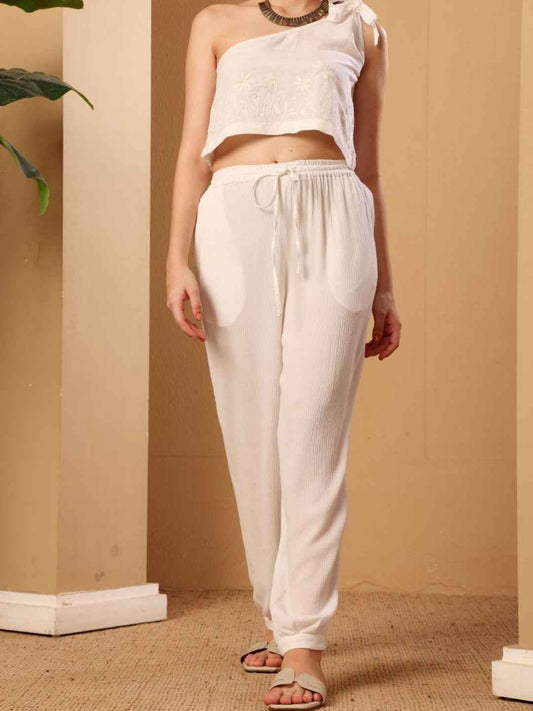 White women's Viscose Harem Pants
