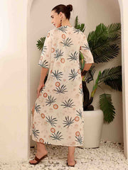Tropical printed Slit Maxi beach Cover Up - Eliaki