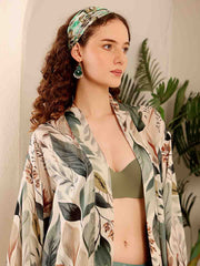 Tropical printed Kimono beach Cover Up - Eliaki