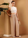 Beige wide leg Viscose Pants