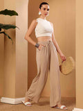 Beige wide leg Viscose Pants