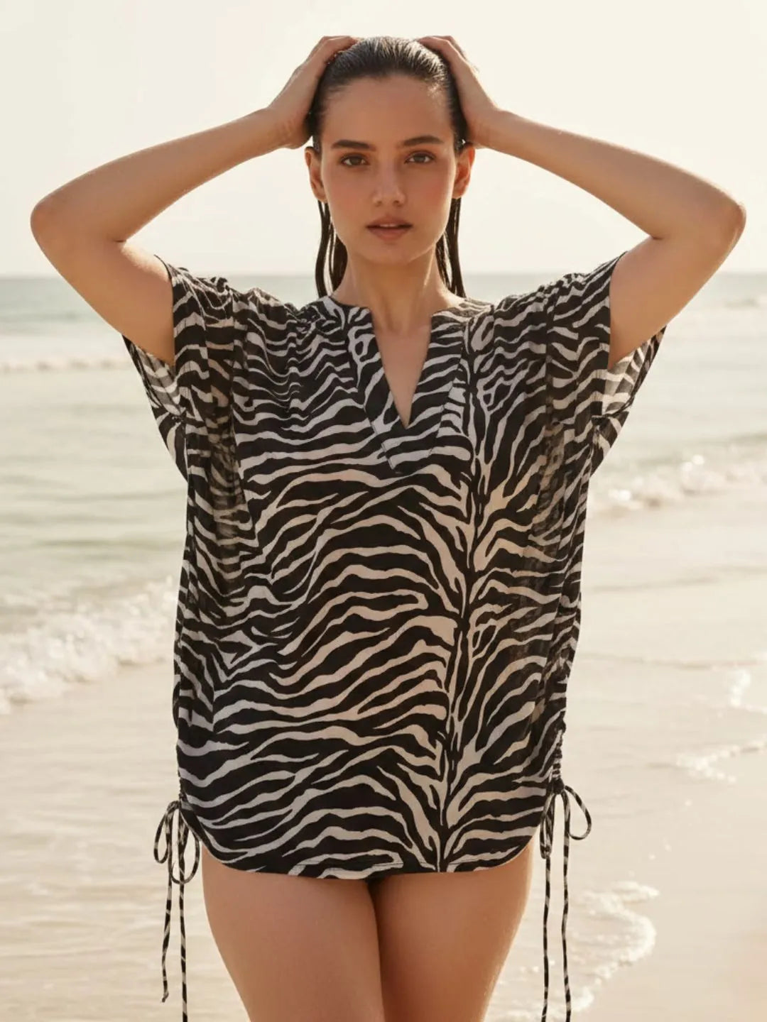 Black animal Print beach Cover Up