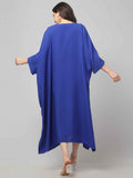Eliaki Royal Blue Beaded V-Neck Kaftan Dress