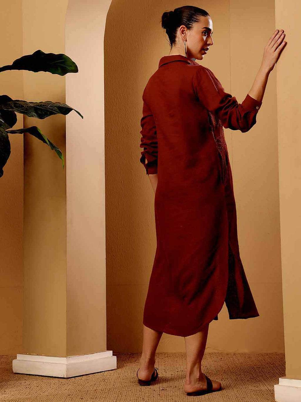Copper Women's Linen blend Shirt Dress