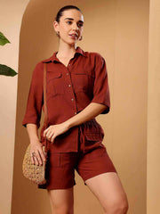 Copper Linen blend resort Co-Ord Set