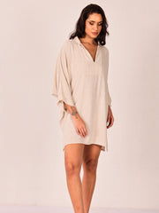 Natural Linen Gauze Oversized Kaftan
