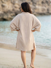 Natural Linen Gauze Oversized Kaftan