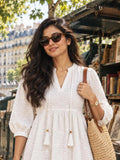 Meera Self-Embroidered Cotton Dress