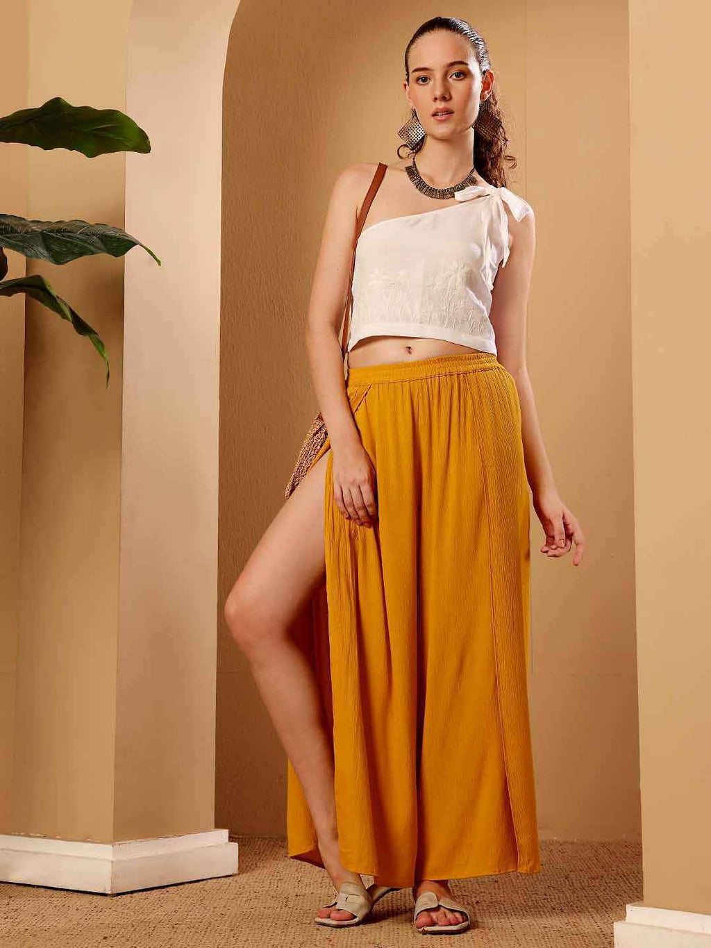 Flowy Mustard Viscose resort Pants