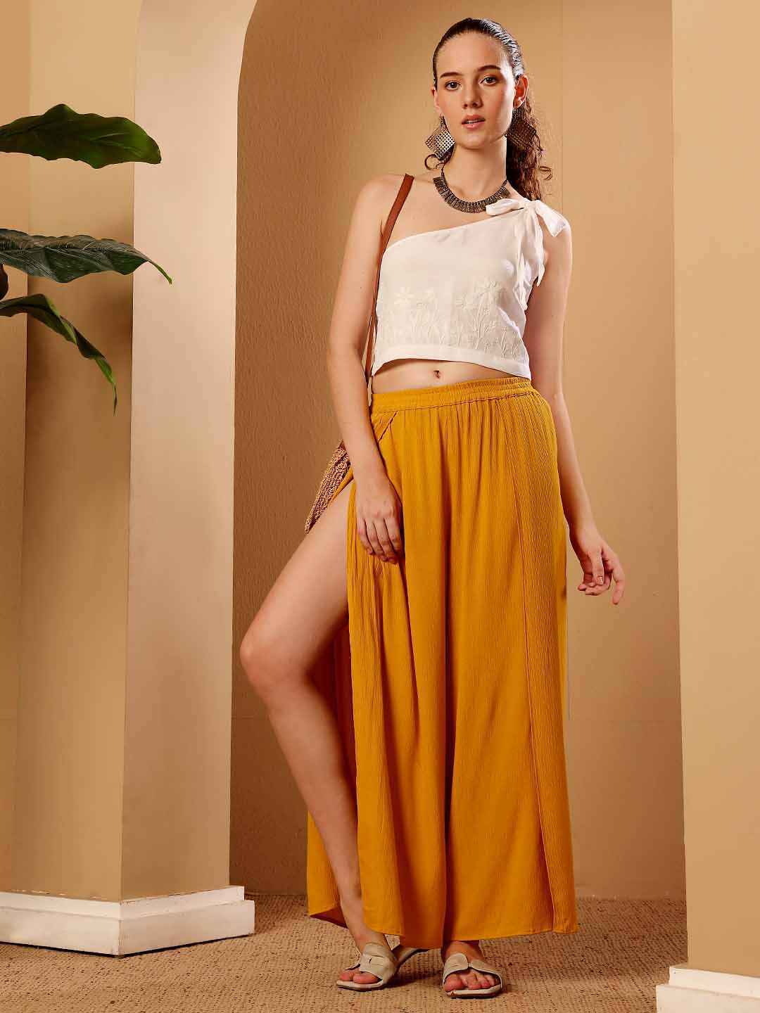 Flowy Mustard Viscose resort Pants