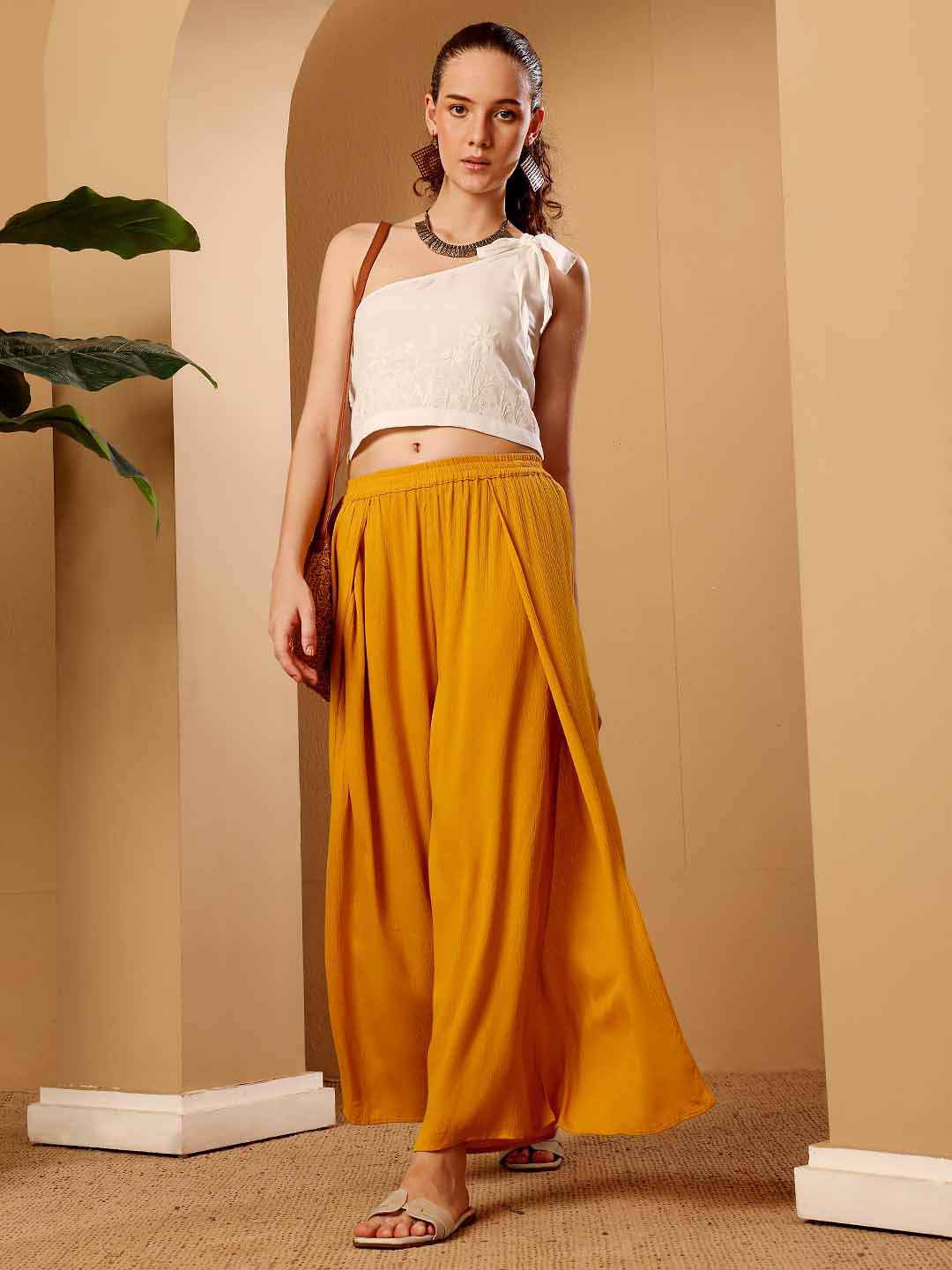 Flowy Mustard Viscose resort Pants