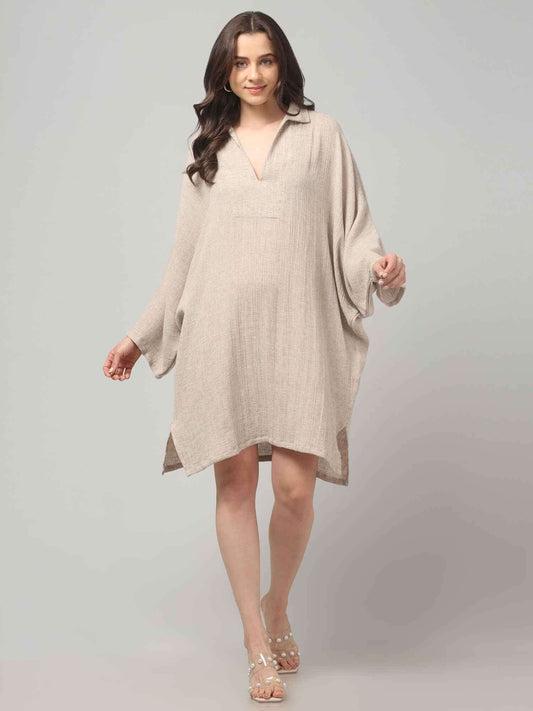Natural Linen Gauze Oversized Kaftan