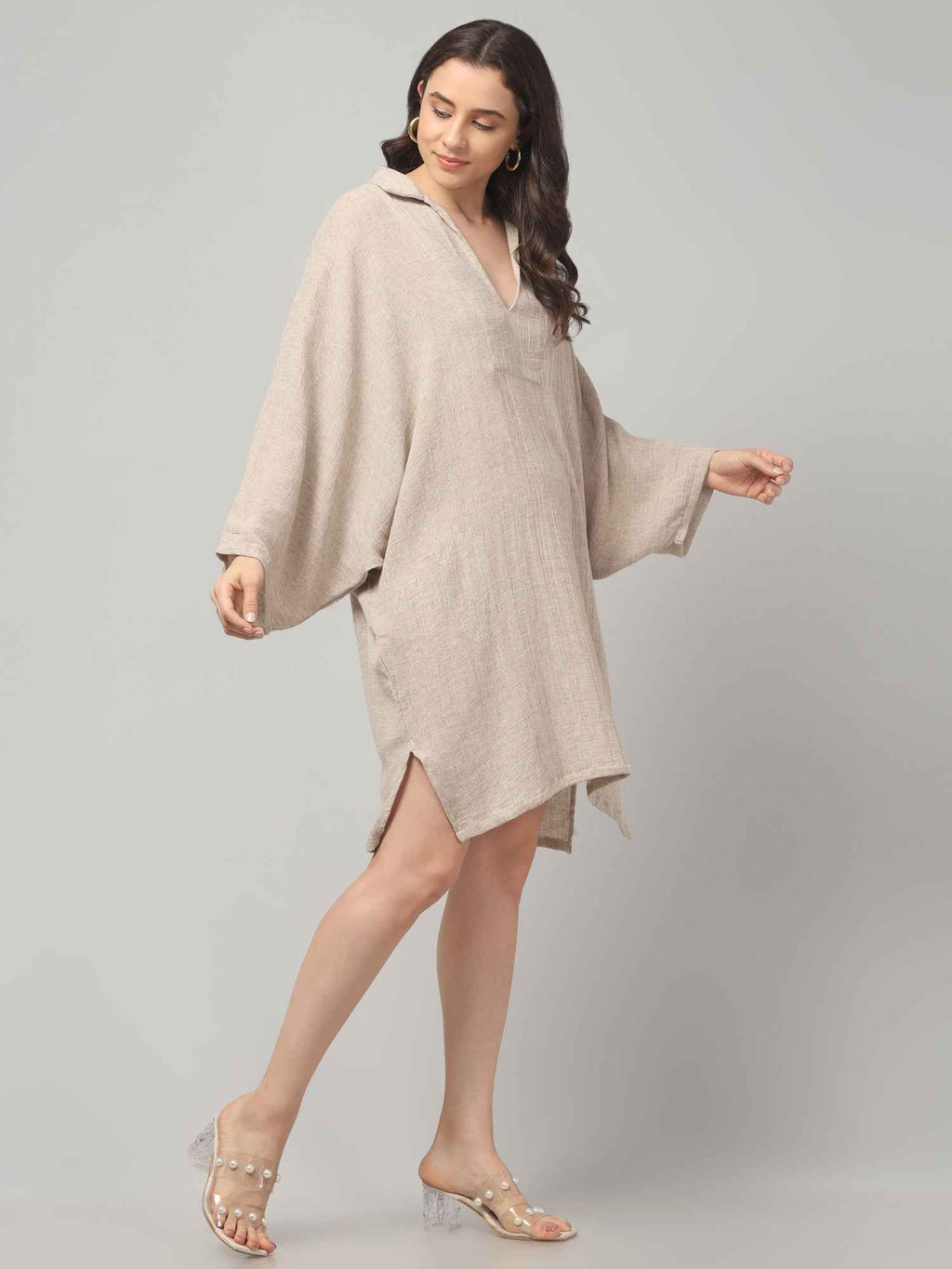 Natural Linen Gauze Oversized Kaftan