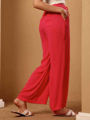 Pink women's wide leg resort Pants