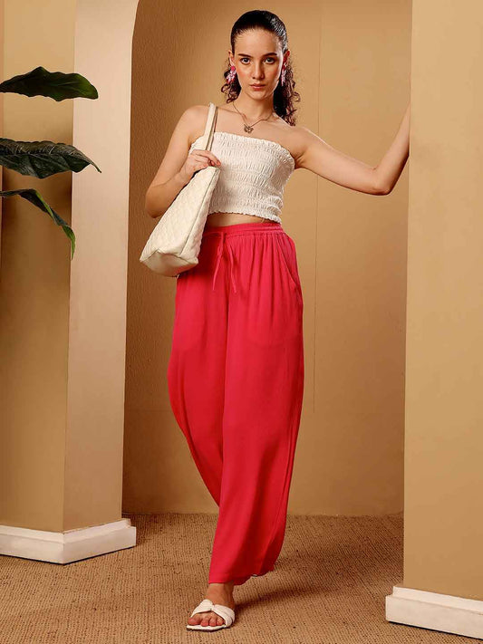 Pink women's wide leg resort Pants