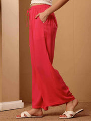Pink women's wide leg resort Pants