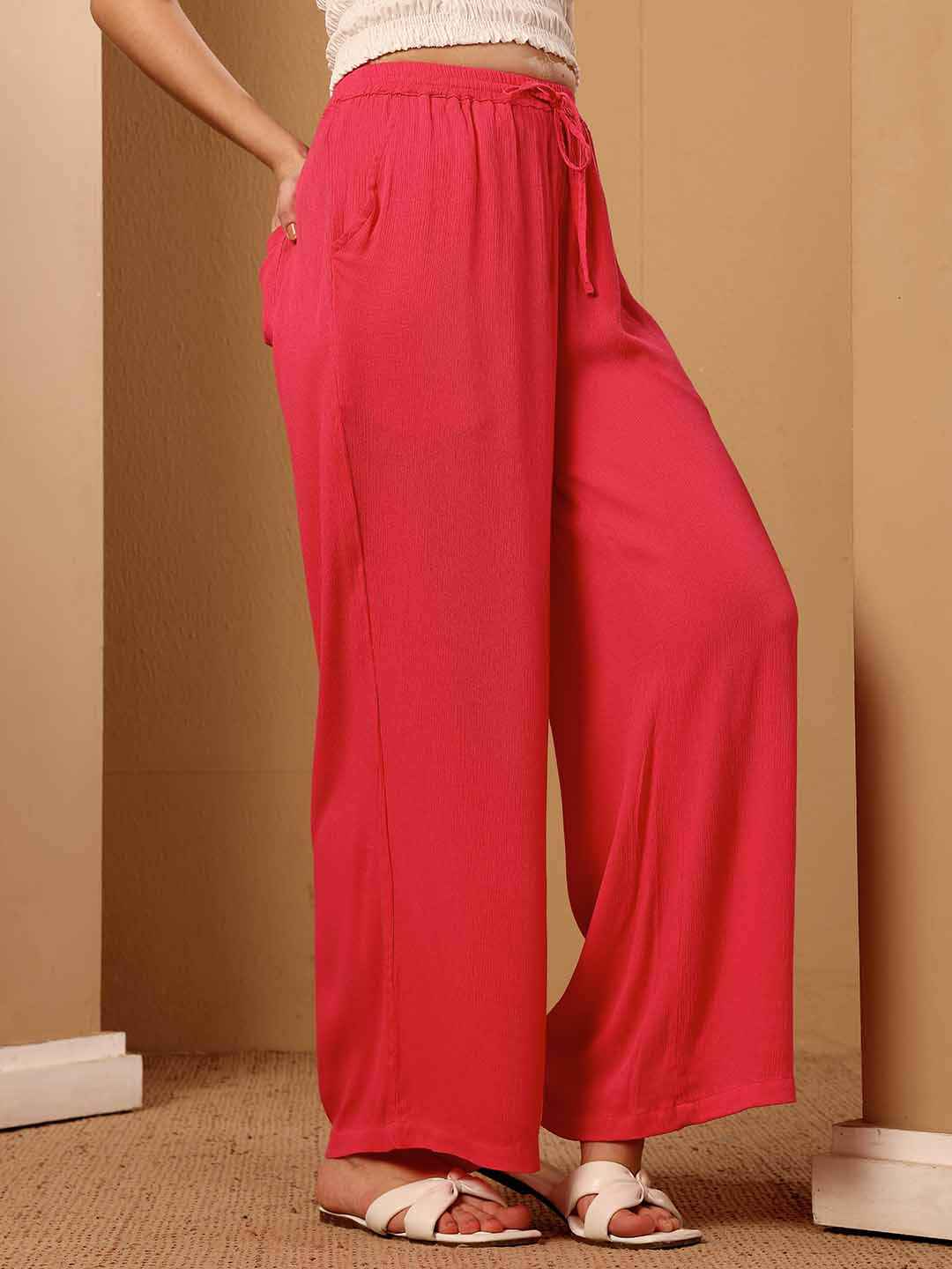 Pink women's wide leg resort Pants