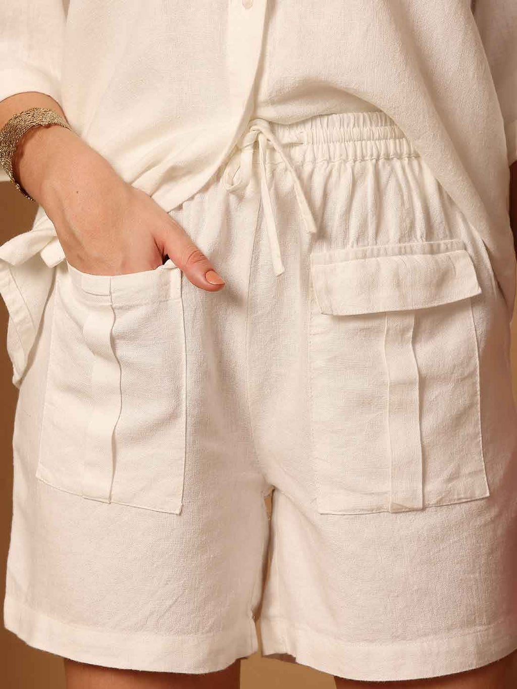 White Linen Blend resort Co-ord Set