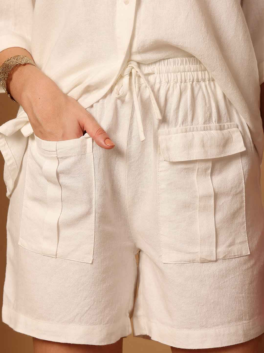 White Linen Blend resort Co-ord Set