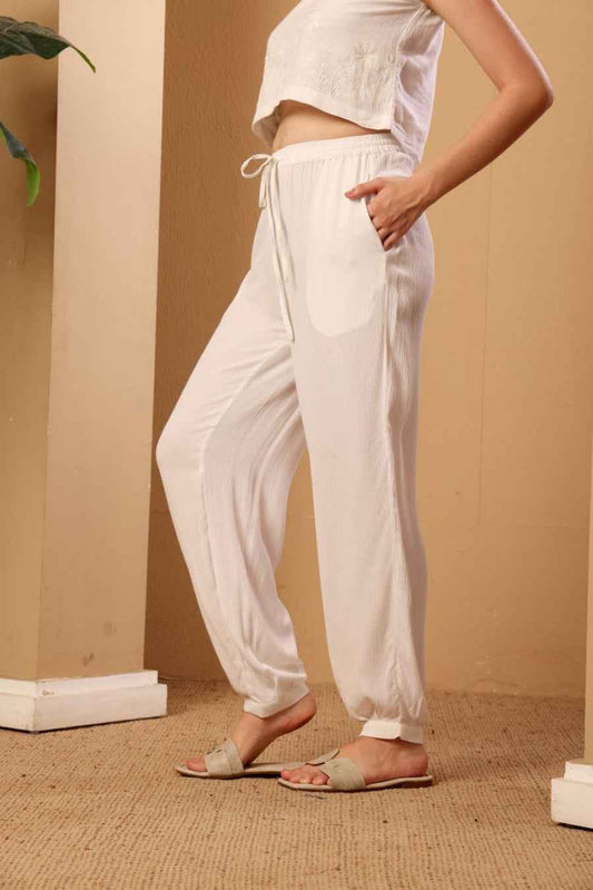 White women's Viscose Harem Pants