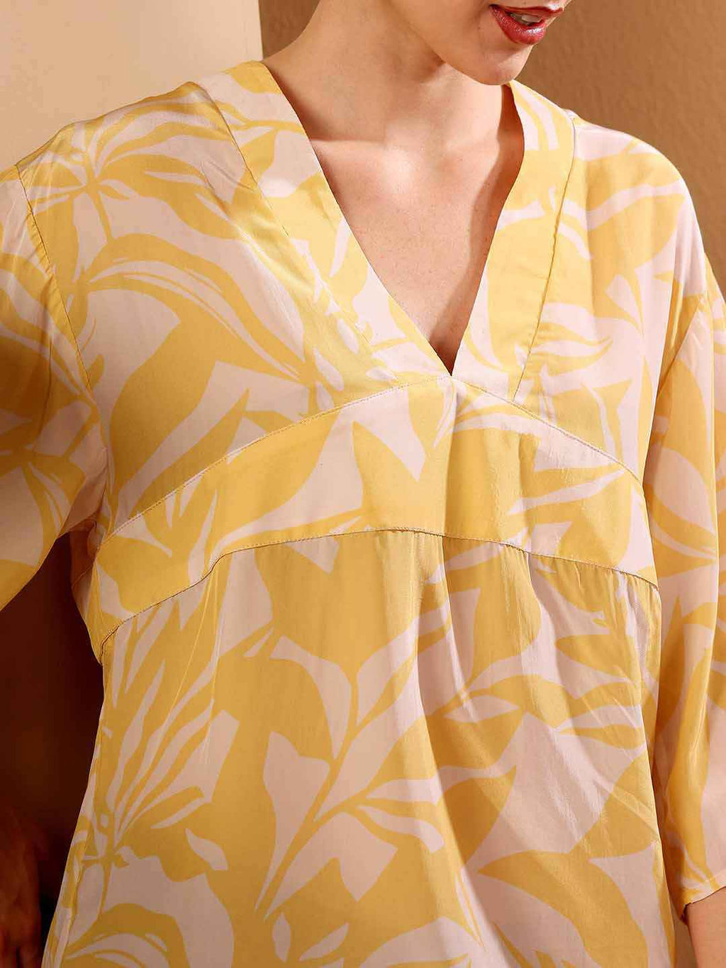 Yellow printed beach Cover Up